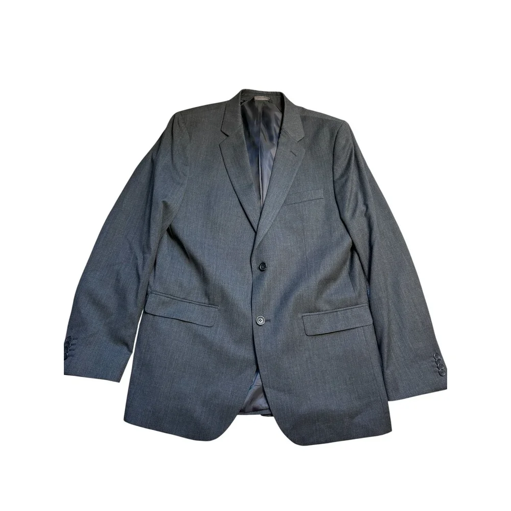 Banana Republic Mens Tailored Slim‎ Fit Suit Charcoal Gray 44L 37W Wool Blend